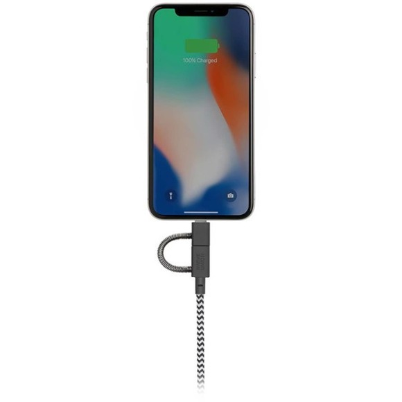 Native Union - 6.5' USB Type-A-to-Micro-USB/Lightning/USB Type-C Cable - Zebra - Picture 2 of 4